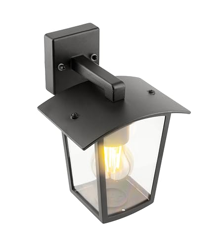 Applique murale d'extérieur lanterne noire élégante avec diffuseur transparent de qualité IP44 - 7