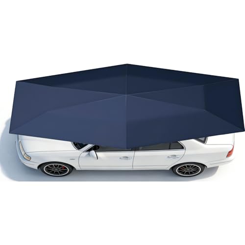 WTRYRN Tenda per Auto, tettoia Mobile per Auto, tettoia Mobile Pieghevole Retrattile, Riparo Pop-up, Automatico-Manuale 2 in 1, Design antifurto Blue-4.8m/15.75ft
