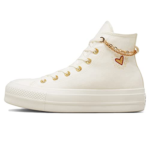 Converse Chuck Taylor All Star Lift High Top Womens Shoes Size 9.5, Color: Egret/Thriftshop Yellow-White4