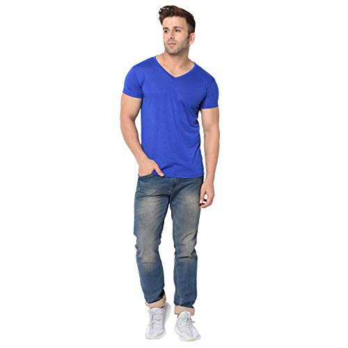 Image of Men's Cotton Blend Half Sleeve V Neck Tshirt