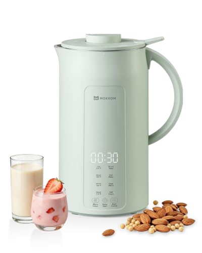 Image of MOKKOM Nut Milk Maker, 42oz Soy Milk Maker for Homemade Plant-Based Milk, Soy, Oats, Dairy Free Beverages, Automatic Almond Milk Machine with Delay Start /Keep Warm /Boiling /Self-Clean, Cardamom Green