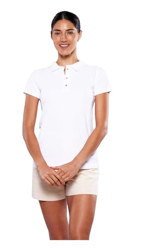 Lista de Playera Polo Blanca los 5 mejores. 43 Alfani Playera Polo para Mujer Dama Manga Corta 100% Algodón - Blanco M