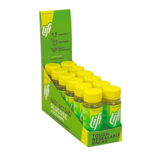 Lift Fast-Acting Glucose Energy Juice Shots, Lemon & Lime, 12 Pack of 60 ml Bottles