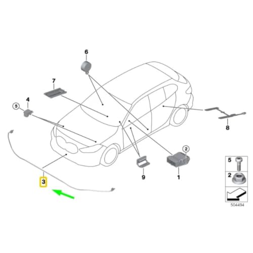 Capteur de protection piéton BMW résout code erreur capot OE 65765A0BB39 ABS