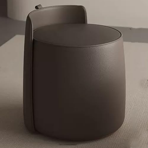 現代的な化粧台スツール、丸型布張り化粧椅子、多機能装飾家具、アプリコット色、自宅やドレッシングルームに最適。(ブラウンスイベル)