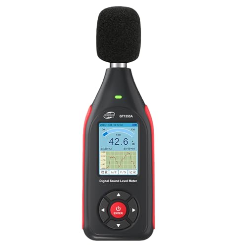 Sonomètre Décibels avec enregistreur de données, 43 000 enregistrements, évaluation de fréquence A/C, échantillonnage en temps réel, port USB/PC, rechargeable avec alarme pour une mesure précise du