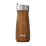 S'well Stainless Steel Traveler with Commuter Lid, 16oz, Teakwood, Triple Layered Vacuum Insulated...