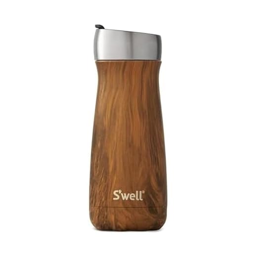 S'well Stainless Steel Traveler Bottle With Commuter Lid - 16 Fl Oz - Teakwood - Triple - Layered Vacuum - Insulated Containers Keeps Drinks Cold for 24 Hours and Hot for 6 - BPA - Free Water Bottle