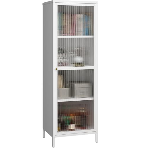 Miocasa W500-CABINET Metal Storage Locker With Glass Door, Steel File Cabinet With 3 Shelves 59.06-Inch High For School, Bedroom, Home Office cover