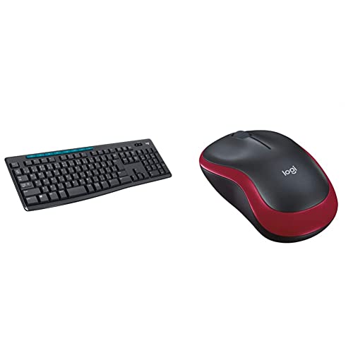 【セット買い】ロジクール ワイヤレスキーボード K275 ワイヤレス キーボード 無線 薄型 テンキー USB接続 Unifying windows 国内正規品 & ワイヤレスマウス 無線 マウスM185RD 小型 電池寿命最大12ケ月 M185 レッド 国内正規品