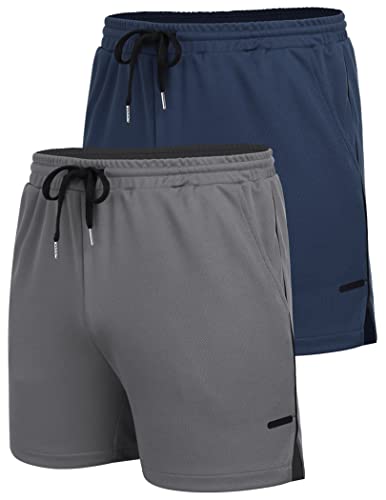 Image of COOFANDY Men's 2 Pack Gym Workout Shorts Quick Dry Athletic Shorts 5 Inch Lightweight Sports Running Shorts with Pockets
