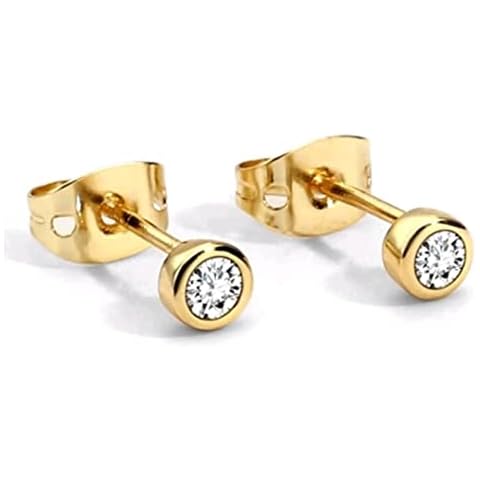 Zircon Detail Gold Plated Stud Earrings Cover