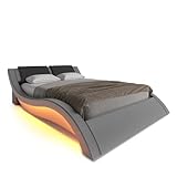 ZTOZZ Milan Wave Like Led Bed Frame King Size - Contemporary Modern Curved PU Upholstered Platform...