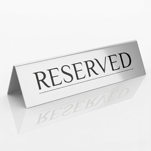 6 Reserved Table Signs – Silver Stainless Steel | Elegant, Durable & Reusable Reserved Signs for Wedding Receptions & Restaurants | Wedding Accessories & Restaurant Supplies by Adaptic Group®