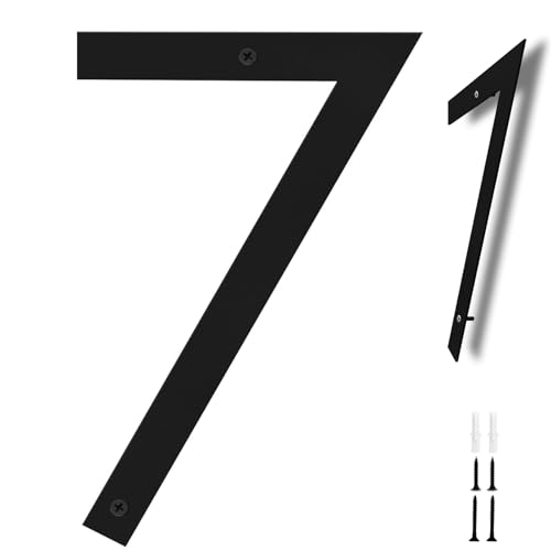 ziyue 12 Inches House Numbers for Outside Modern House Address Numbers Metal Floating Home Address Sign for Outdoor from 0-9, Black(7)