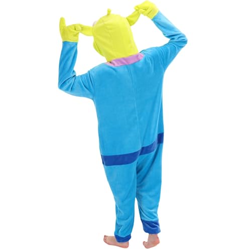 COSUSKET Fitted Unisex Adult Aliens Onesie Pajamas, Halloween Flannel Women's Cosplay One Piece Costume