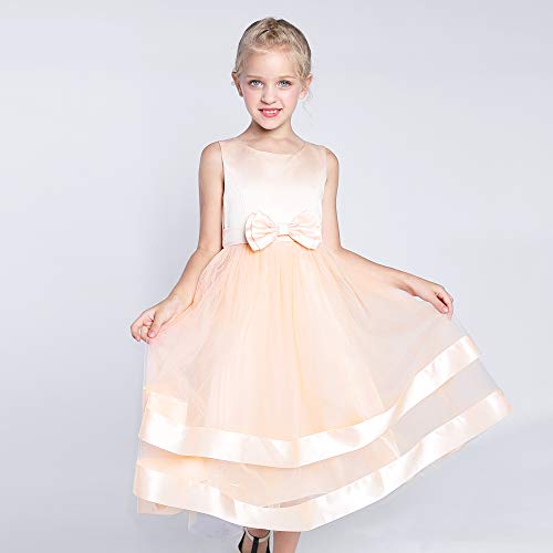 Sunny Fashion Robe Fille sans Manches Champagne Robe de Bal Princesse Mariage Partie Robe Ceremonie Fille 7 Ans