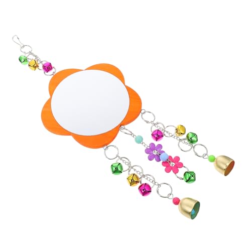 Mikikit 1Pc Bird Hanging Mirror for Parrots and Hens Durable Chicken Mirror with Bells Bird Supplies for Fun and Enrichment for Roosters and Birds