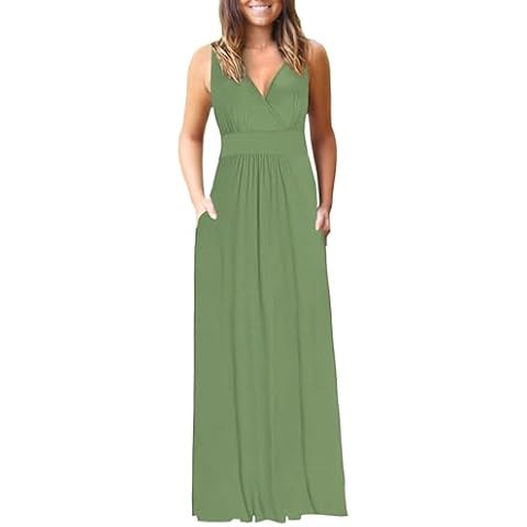 AUSELILY Women Summer Maxi Dress with Pockets Cover