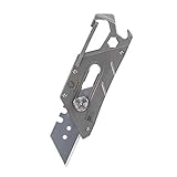 RovyVon Utility Knife, Retractable Razor Blade, Titanium Box Cutter Locking Razor Knife, EDC Knife Mulititool(V10,Sandblasted Grey)