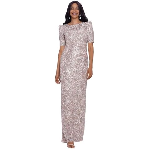 Xscape Women's Long Lace Sequin Dress Cover
