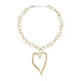 Bold Dichiarazione: la nostra grossa collana in oro presenta un grande ciondolo a cuore martellato con consistenza ispirata a vintage. Questo esagerato design vintage crea un sorprendente impatto visivo che trasforma la testa e mette in mostra la tua personalità distintiva con la sua presenza sostanziale e accattivante.