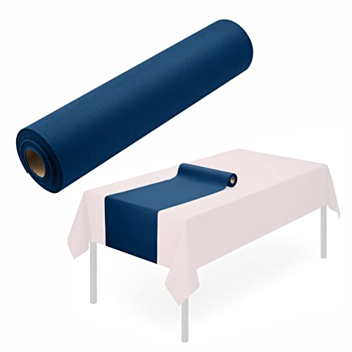 Disposable Table Runner For Dining Table, 16" X 48" 20-Pack Linen-Like Blue Paper Table Runners For Party, Wedding Or Event #TOP6