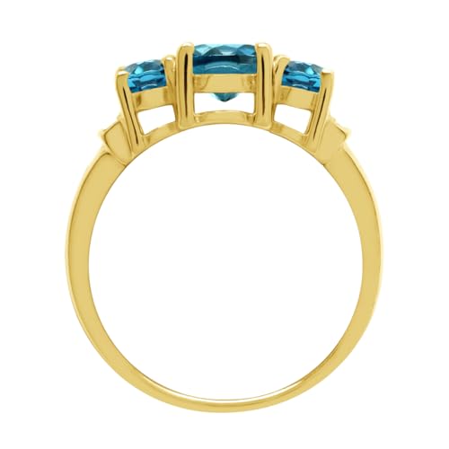 Silvershake 3-Stone Oval Shape Birthstone Gemstone White Gold Plated or Yellow Gold Plated 925 Sterling Silver Classic Statement Ring Jewelry for Women3