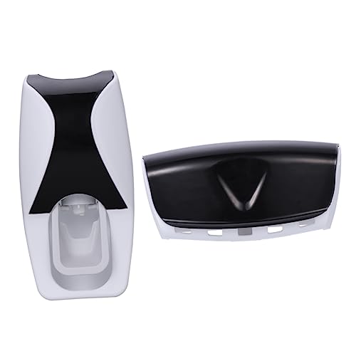 CAXUSD Automatic Toothpaste Dispensers Squeezer Set Squeeze Brush Holder Sturdy Plastic Black Random Style