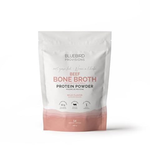 BLUEBIRD PROVISIONS Beef Bone Broth Protein Powder - Grass Fed Beef Powder - Collagen Rich for Humans - Pasture Raised Carnivore Protein Powder - Low Sodium Bone Broth