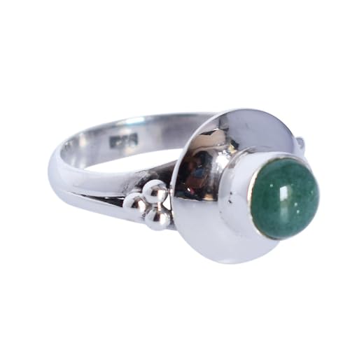 Bague en argent sterling 925 anti-allergie pierre aventurine naturelle