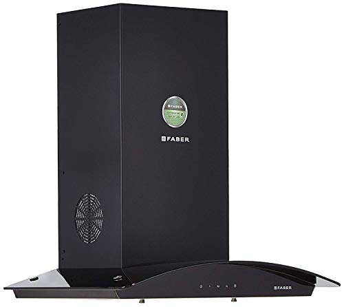 Image of Faber 3 way suction, 60 cm 1095 m /hr curved glass Kitchen Chimney (HOOD FEEL 3D T2S2 BK TC LTW 60, Baffle Filter, Touch Control, Black)