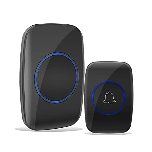 Wireless Doorbell Waterproof Door Bell push button Operating at 500 Feet Adjustable Volume (1-1black, black)