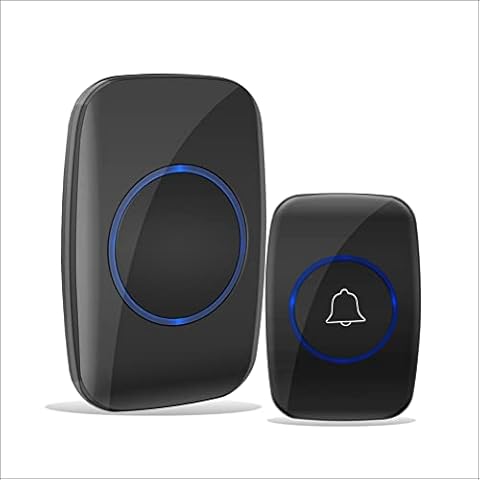Wireless doorbell, waterproof doorbell kit, working range of 500 feet, volume adjustable, 50 chimes (1to1black) Cover