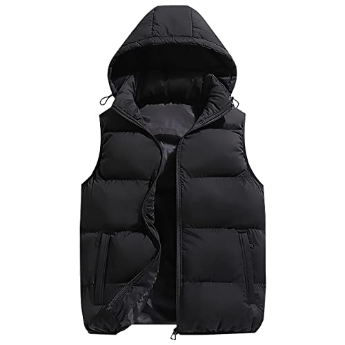 Ymosrh Men's Outerwear Vests Quilted Winter Vest Thicken Sleeveless Jacket With Hood Coats Puffer Vests, S-2XL