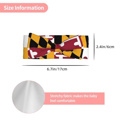 Flag of Maryland Baby Bow Headband. Comfortable baby headband, suitable for daily wear and photo props.3