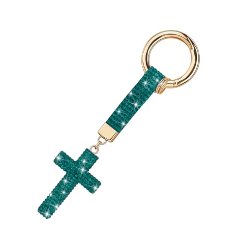 TNAIYH Bling Car Keychain, Crystal Rhinestone Cross Vehicle Key Chain