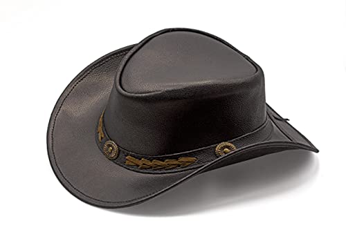 Image of HADZAM Leather Cowboy hat Shapeable into Outback hat, Australian Hats for Men & Women