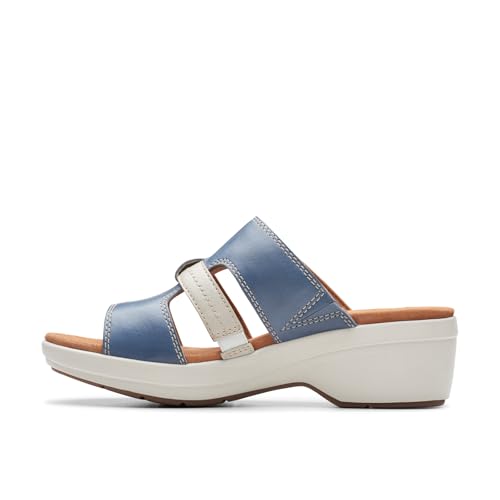 Clarks - Sandalias Tuleah Jane para mujer, Denim Combi, 7.5 Wide