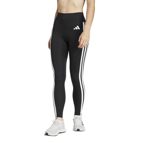 Adidas Womens Optime Essentials 3-Stripes Full-Length Training Leggings, Black/White, Medium
