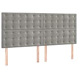 vidaXL Cabecero Cama Tapizado Cabezal Dormitorio Estructura Habitación Mobiliario Muebles Decoración Adorno de Terciopelo Gris Claro 180x5x118/128 cm