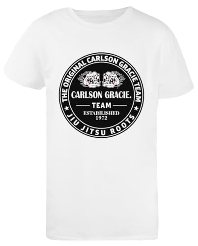 T-Shirt Carlson Gracie Jiu Jitsu Blanc Enfant de Coupe Régulière Durable