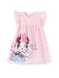 Disney Minnie Mouse Dress for Girls Ruffle Tulle Half Sleeve Polka Dot Overlay Mesh Skirt Birthday Party Outfits Baby/Infant Tutu Summer Sundress Cute Clothes Theme Park Costume Gift Pink 12-18 Months