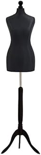 The Shopfitting Shop Size 6-8 BLACK Female Dressmaking Mannequin Dummy & Tailors Bust on Black Tripod Stand