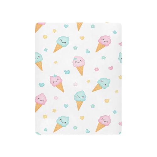 Image of Cone Ice Cream Hearts White Fitted Crib Sheet for Boys Girls Baby Toddler Bed Sheets for Toddler Bed Mattress,39 x 27 in