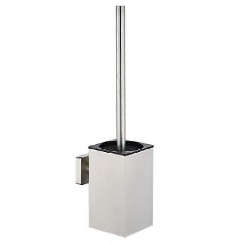 Image of Wall Mount Toilet Brush and Holder Set Stainless Steel Square Toilet Bowl Cleaners Modern Toilet Brush Bathroom Accessories (Brushed Silver)
