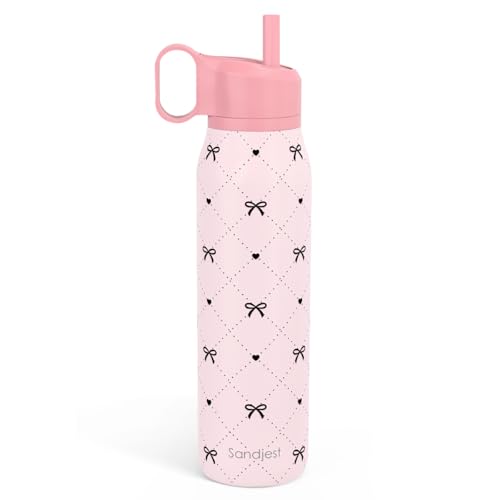 Image of Bow Insulated Stainless Steel Water Bottle with Twist Lid 20oz, Sports & Gym Water Bottles for Women Girls Friends, Gift for Birthday Christmas