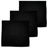 MDSTYLE 100% Cotton Solid Color Bandana for Men & Women 22' x 22' Handkerchief Headband Scarf (Black - 3 Pack)