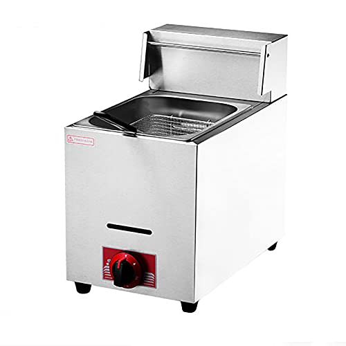 CZAOERXB Freidora a Gas de 8 l/8 l+8 l, freidora de GLP, encimera de Acero Inoxidable, con Cesta y Tapa, Cocina Comercial para el hogar