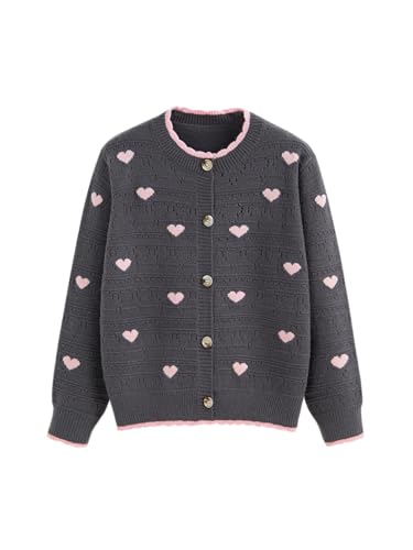 CIDER Cardigan Sweaters for Women Trendy Cute Sweaters Long Sleeve Crew Neck Heart Print Cardigans Spring Fall Outfits
